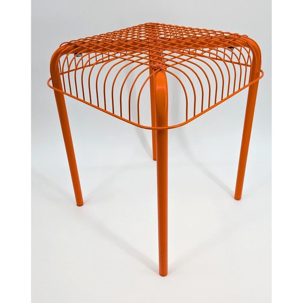 IKEA VÄSTERÖN Orange Metal Wire Stool Vintage Discontinued Modern Design